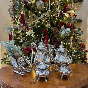 Vintage Wallace Baroque Elegant Silverplate Tea Party Set for Holiday Decor
